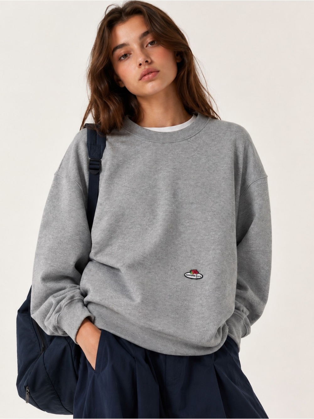 NWT HOMMEgirls X Fruit Of The Loom Grey Crewneck Sweatshirt